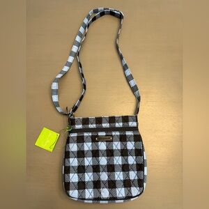 New Vera Bradley Alpine Check Petite Double Zip Hipster Purse Crossbody Bag